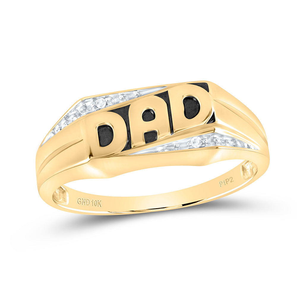 MEN'S RING 0.01CT ROUND DIAMOND DAD 10K YELLOW GOLD