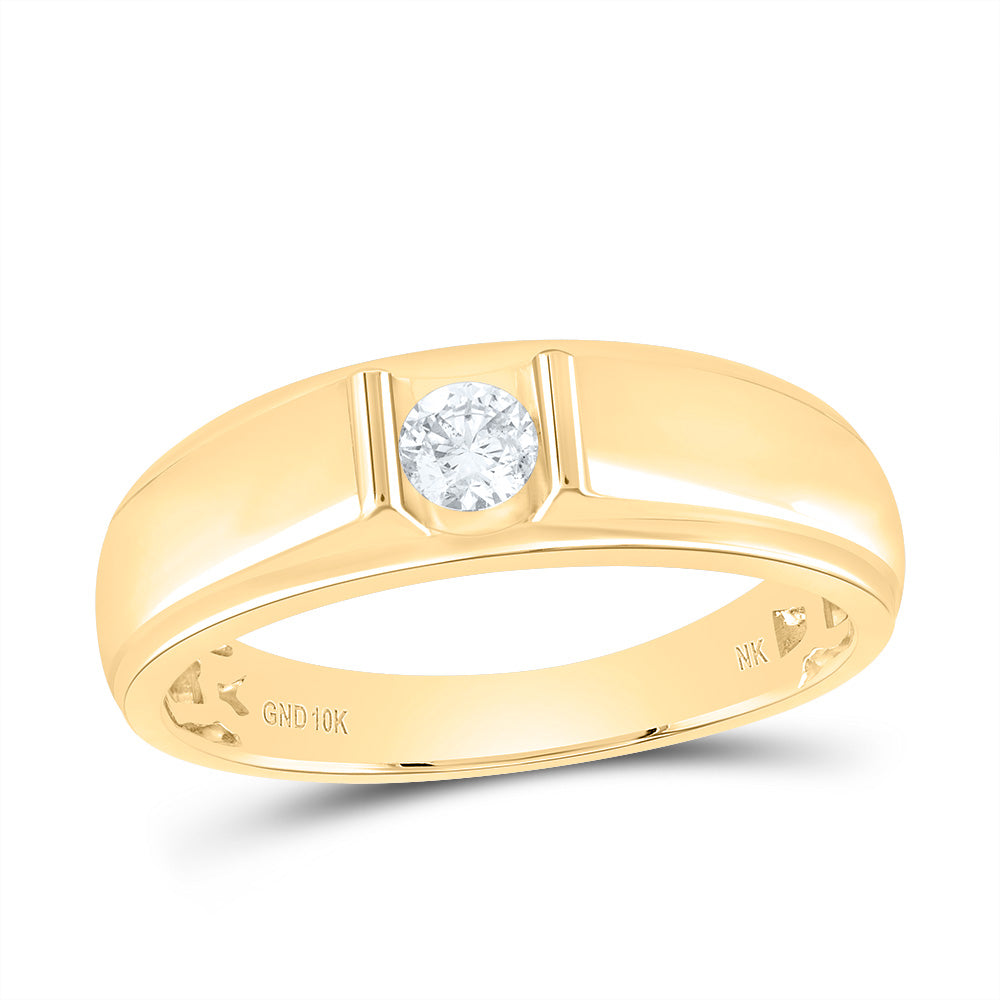 MEN'S BAND 1/4CTW ROUND NATURAL DIAMOND 10K YELLOW GOLD
