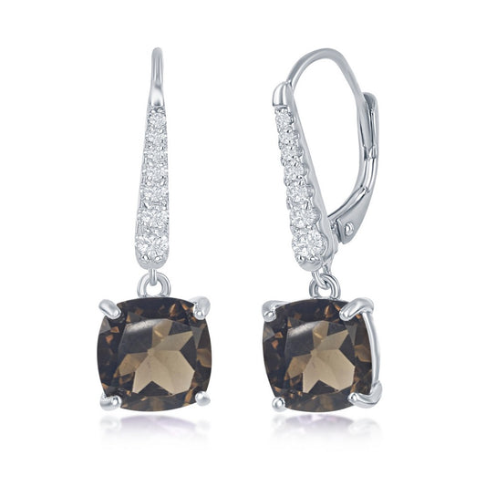 Elegant sterling silver smoky quartz earrings with sparkling accents for a sophisticated look