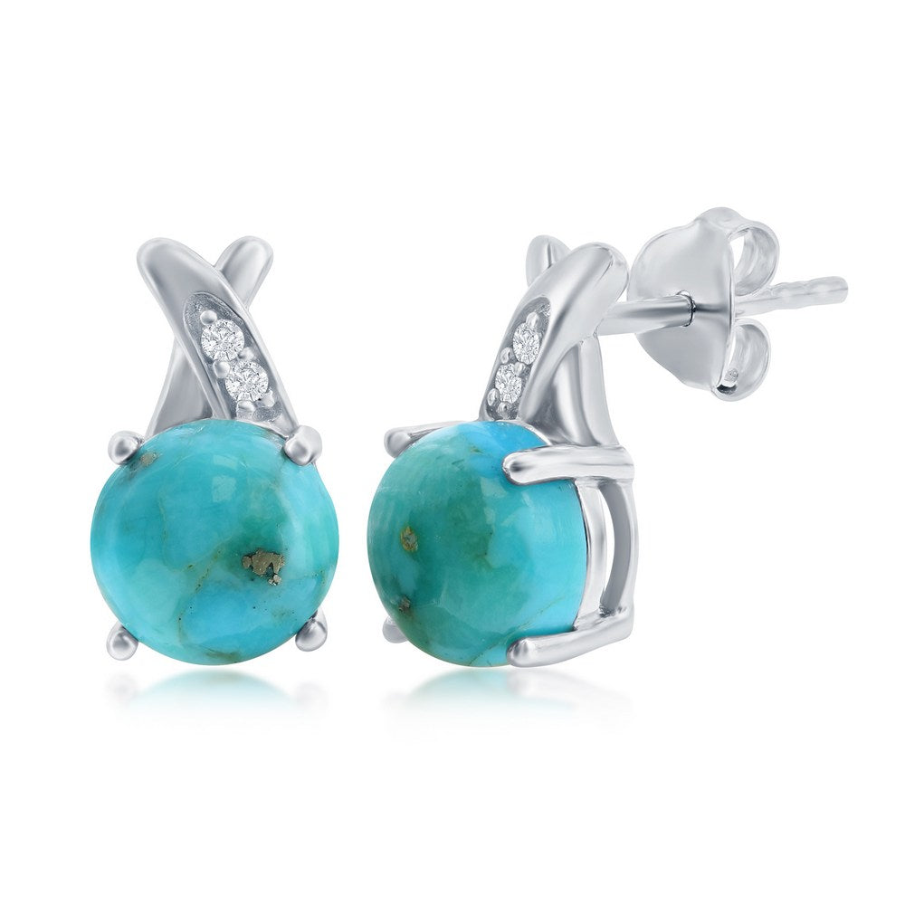 Classic Of New York sterling silver turquoise earrings with a round turquoise gemstone