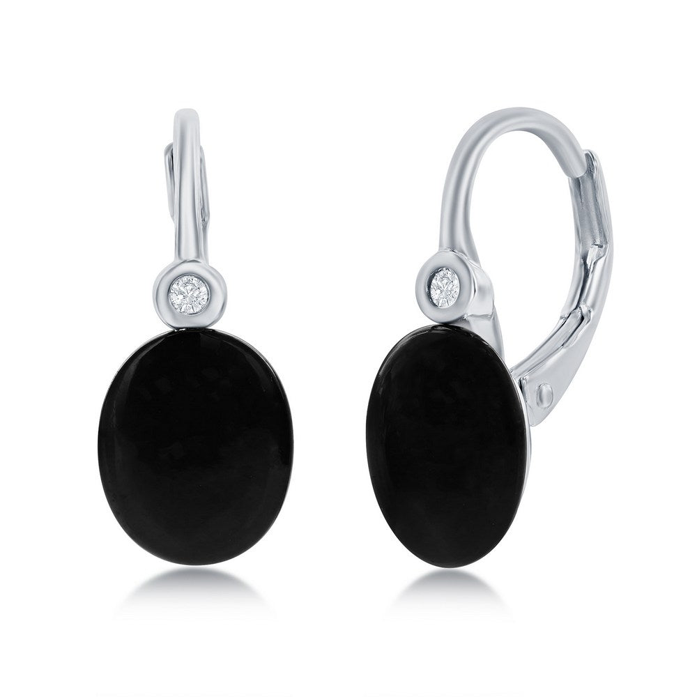 Classic Of New York sterling silver onyx earrings featuring elegant black stones and sparkling accents
