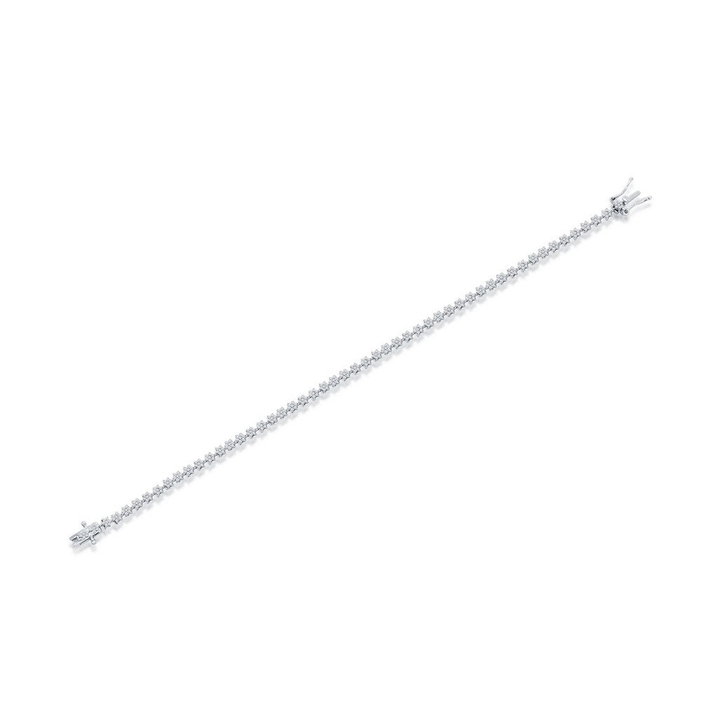 Sterling Silver, 3mm Tennis Diamond Bracelet - (406 Stones)