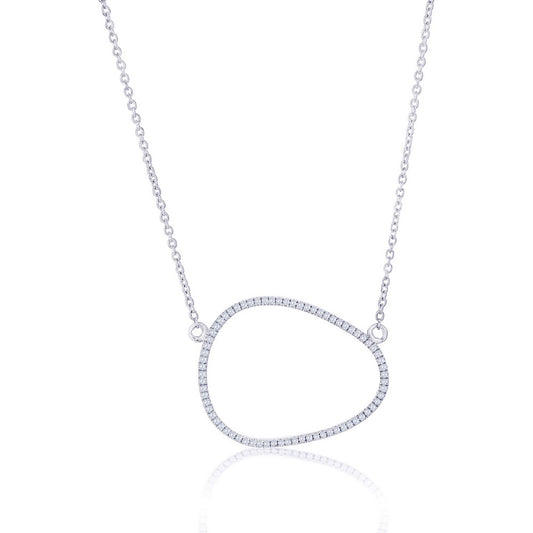 Sterling Silver, Irregular Shape Diamond Necklace - (72 Stones)