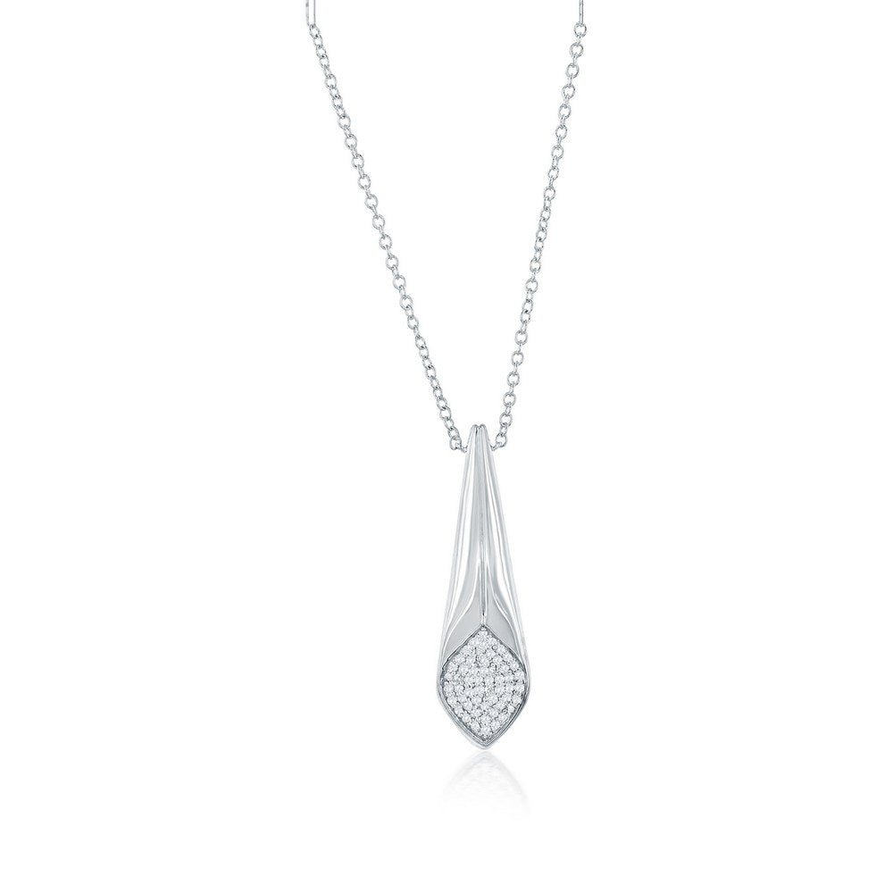 Elegant Sterling Silver, Marquise Shaped Diamond Necklace - (55 Stones) with a sleek design
