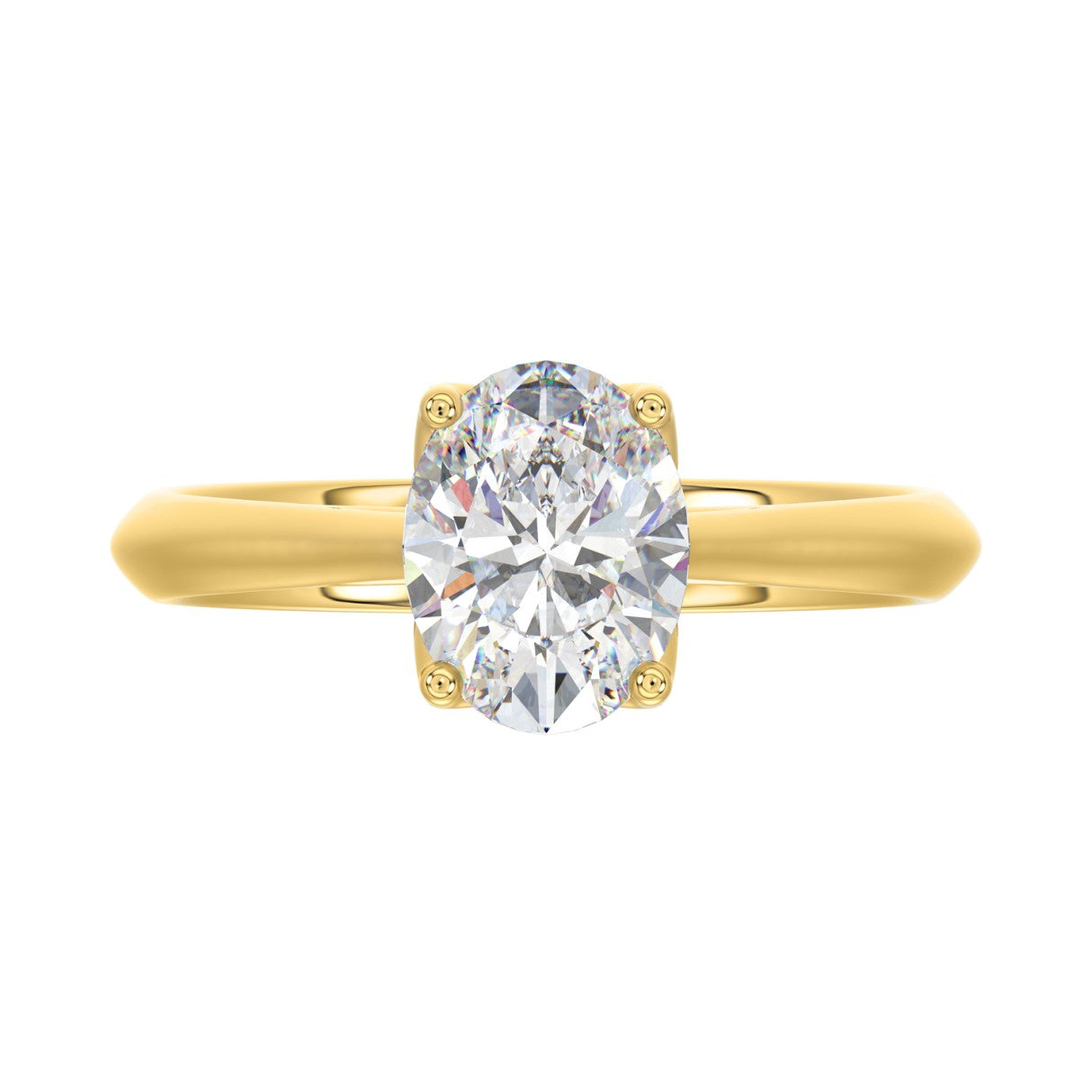 LADIES SOLITAIRE RING 2CT OVAL LAB DIAMOND 14K YELLOW GOLD - IGI CERTIFED