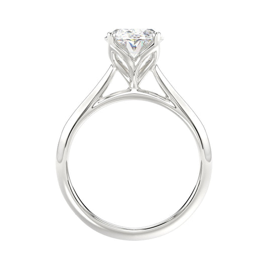 LADIES SOLITAIRE RING 3CT OVAL LAB DIAMOND 14K WHITE GOLD