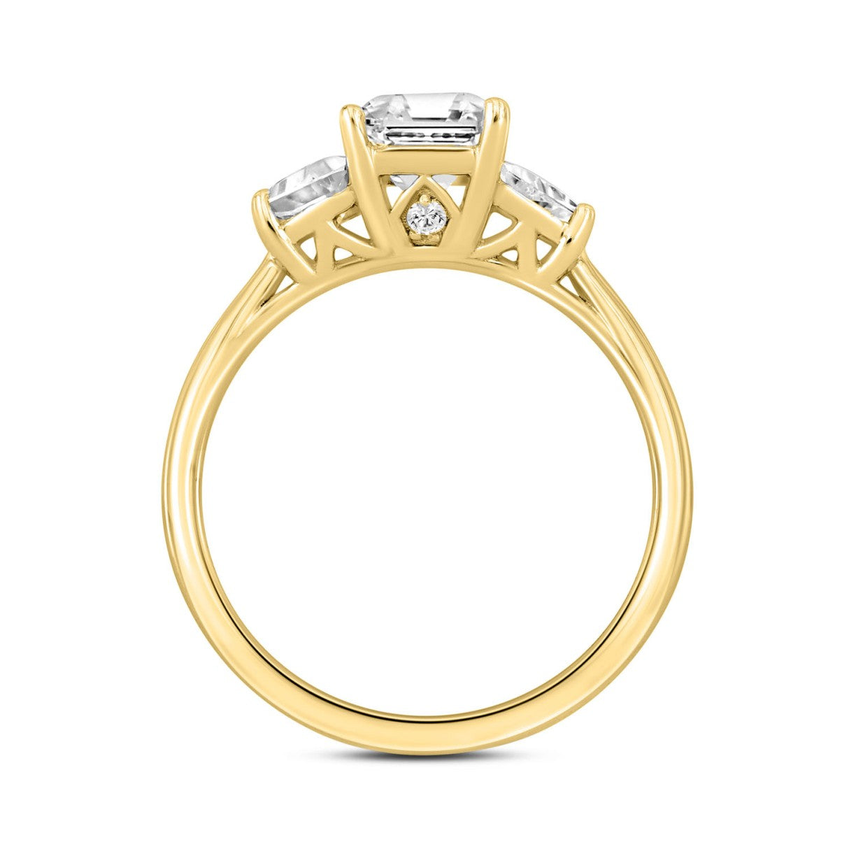 2 3/4CT ROUND/TRAPEZOID/EMERALD CERTIFIED LAB GROWN DIAMOND RING 14K YELLOW GOLD VS1/VS2