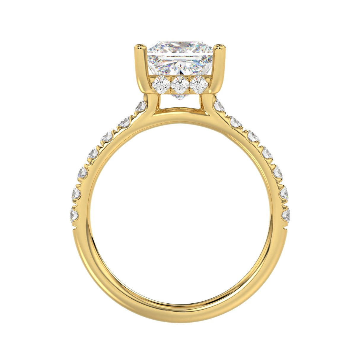 2 1/2CT ROUND/PRINCESS CERTIFIED LAB GROWN DIAMOND RING 14K YELLOW GOLD (CENTER STONE PRINCESS DIAMOND 2CT ) VS1/VS2
