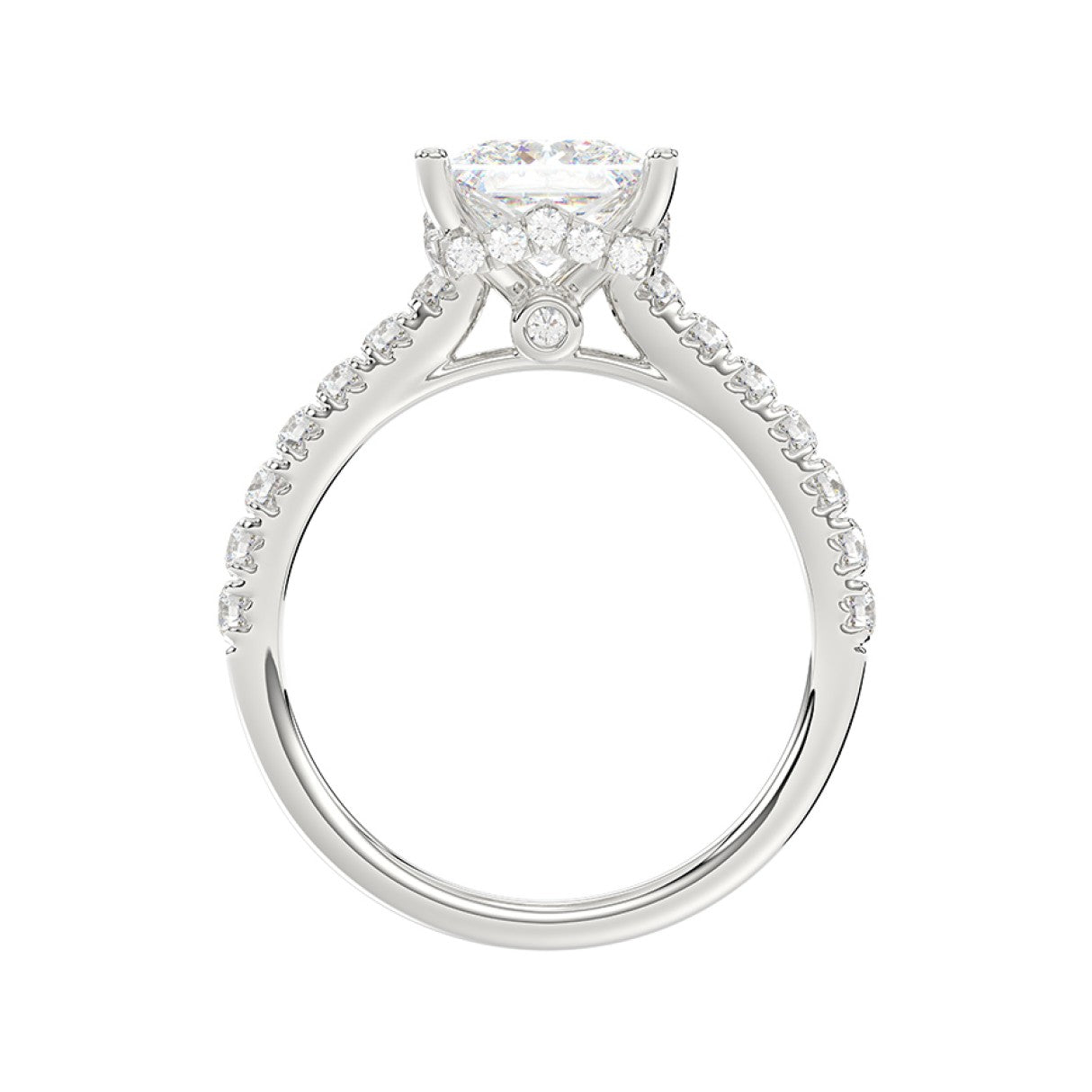 2 1/2CT ROUND/PRINCESS LAB GROWN DIAMOND RING 14K WHITE GOLD (CENTER STONE PRINCESS DIAMOND 2CT ) CERTIFIED VS1/VS2 (F/G)