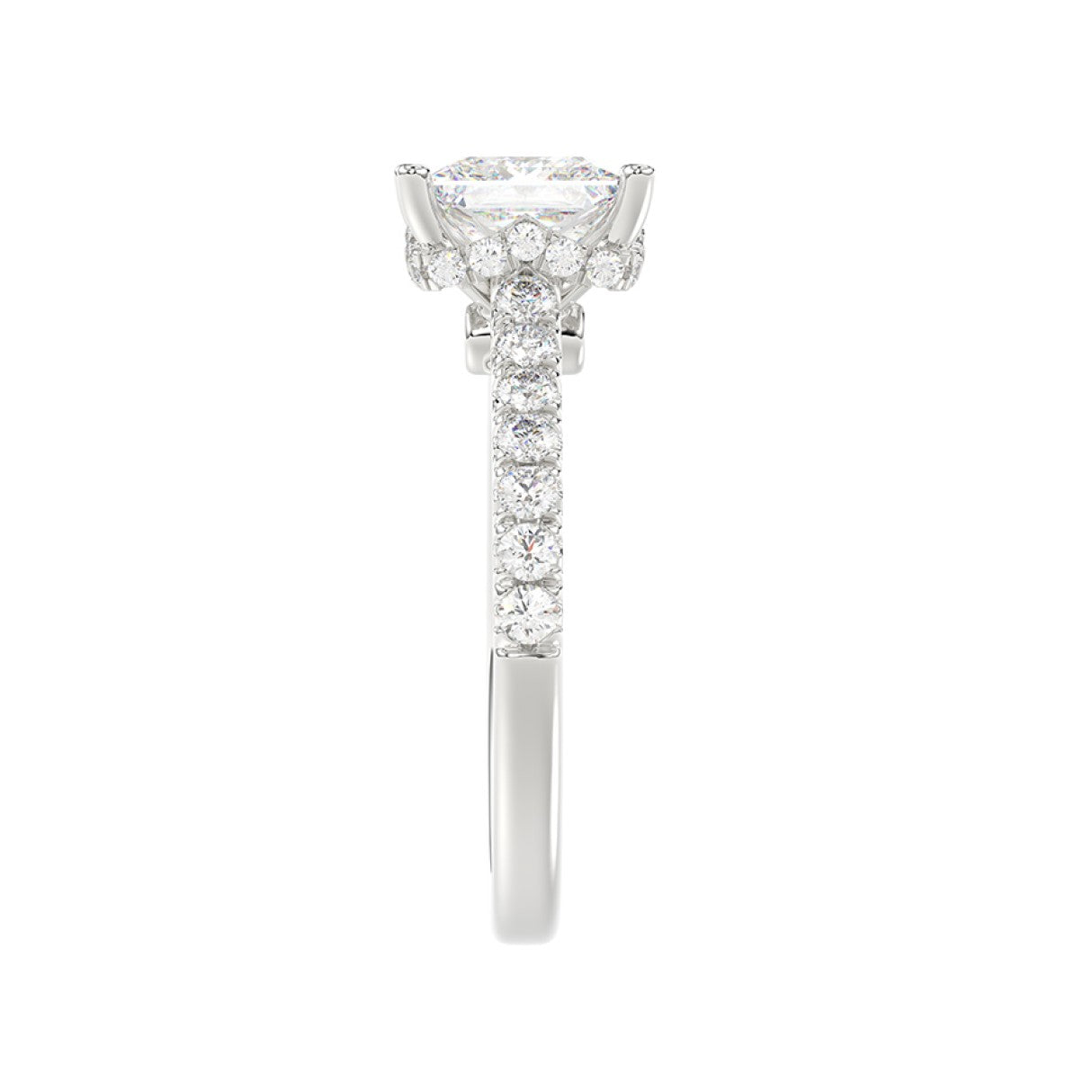 2 1/2CT ROUND/PRINCESS LAB GROWN DIAMOND RING 14K WHITE GOLD (CENTER STONE PRINCESS DIAMOND 2CT ) CERTIFIED VS1/VS2 (F/G)