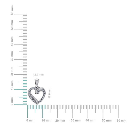 10K White Gold Round Diamond Open Heart Pendant 1/10 Cttw