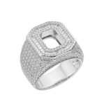 Sterling Silver Round Baguette Moissanite Cluster Initial O Letter Mens Ring 10 RP 4-5/8 Cttw