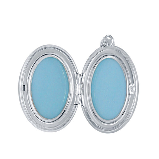 Sterling Silver "I Love You" with Rose Oval Locket W/chain