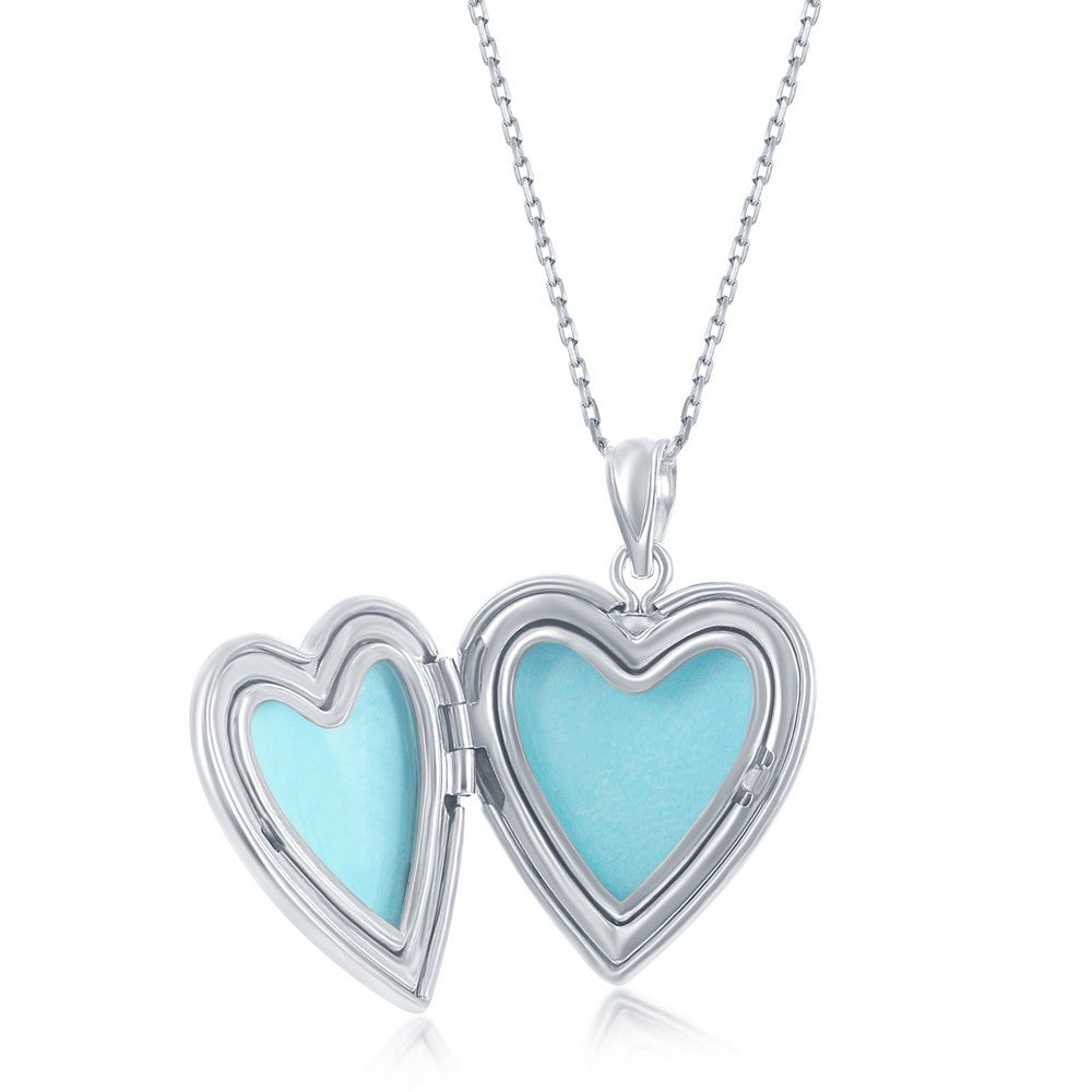 Sterling Silver, "I Love You To The Moon & Back" Heart Locket w/Chain
