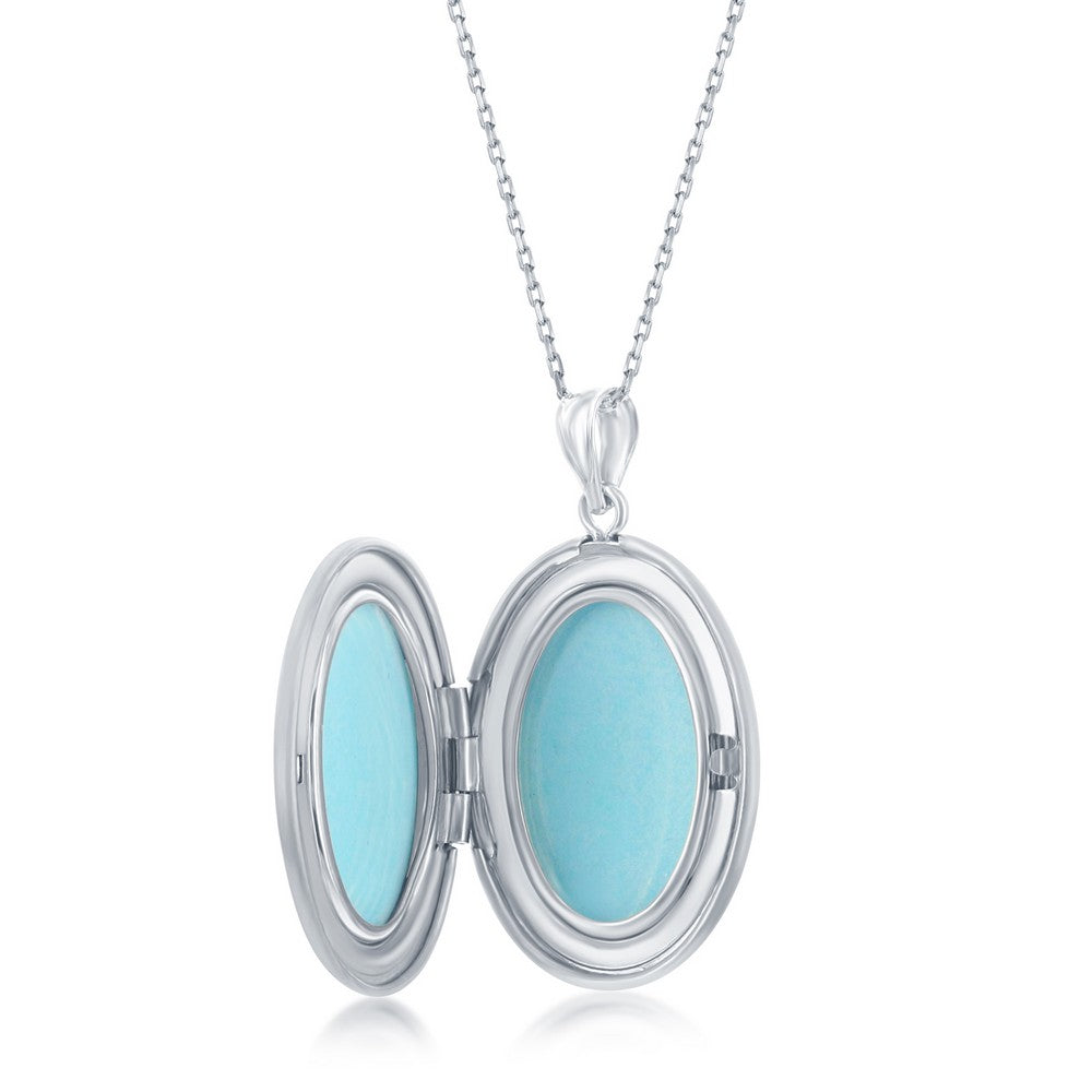 Sterling Silver, "I Love You To The Moon & Back" Oval Locket w/Chain