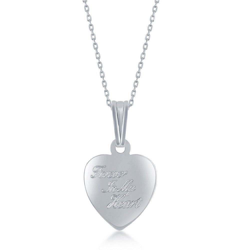 Sterling Silver 2PC Mother & Daughter Set, Heart Pendant + Locket - Forever in My Heart