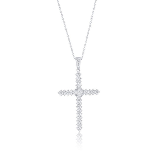 Sterling Silver, CZ Cross Pendant