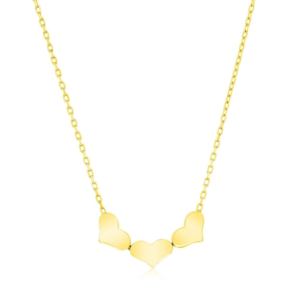 Sterling Silver Small Triple Heart Linked Necklace - Gold Plated