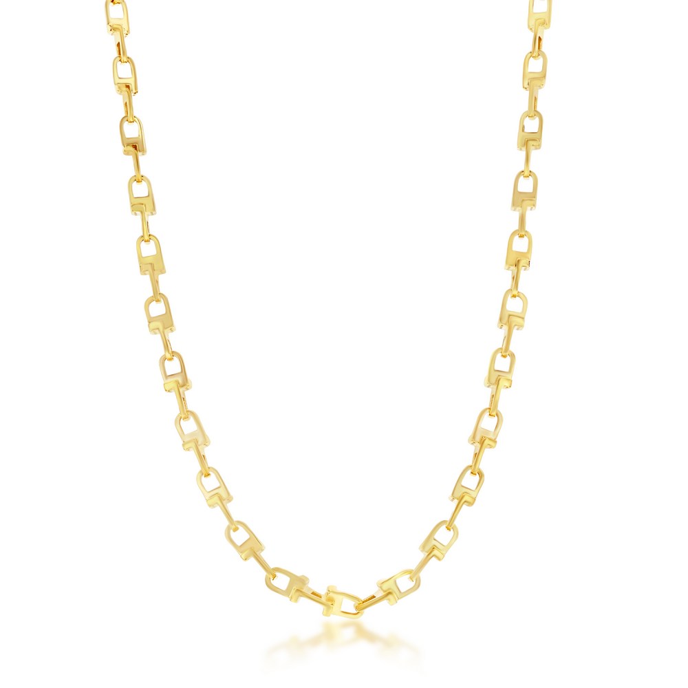 Sterling Silver U-Link Design Necklace - Gold Plated