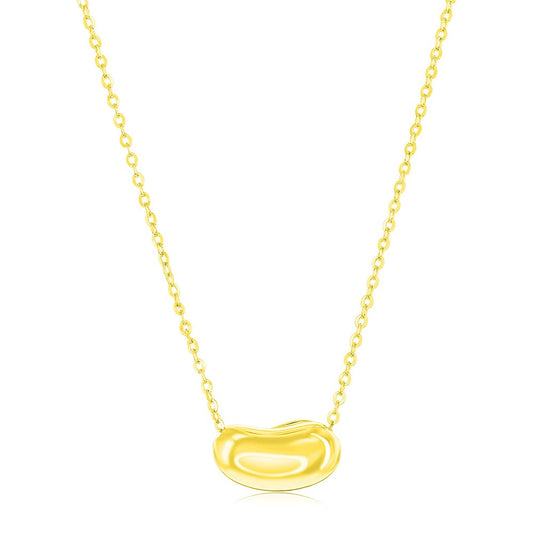 Sterling Silver, Bean Shape Slide Necklace - Gold Plated