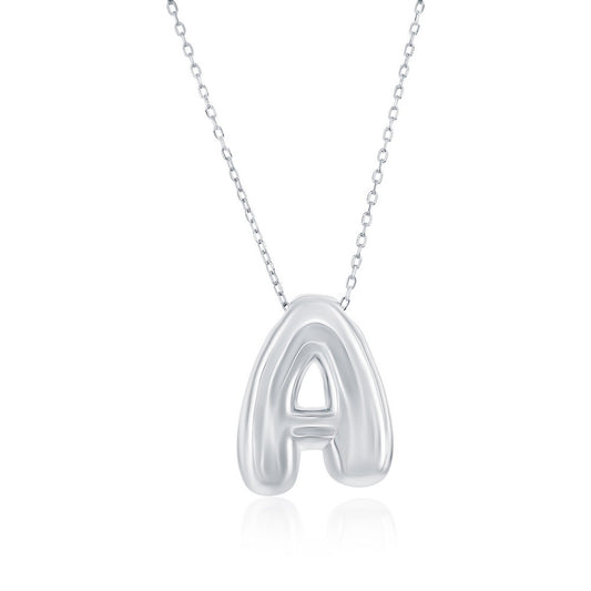 Sterling Silver, Bubble 'A' Initial Necklace