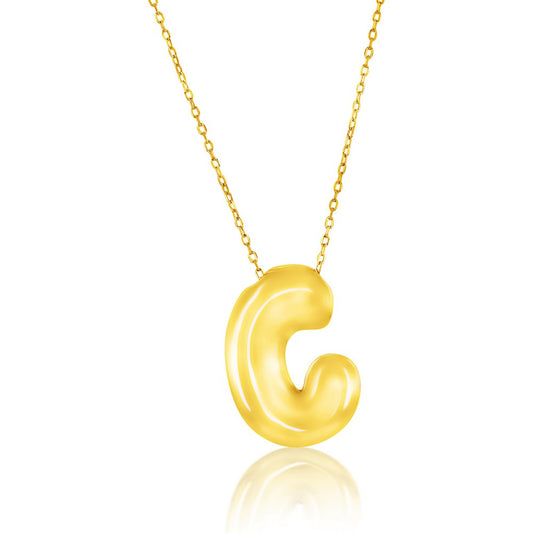 Sterling Silver, Bubble 'C' Initial Necklace - Gold Plated
