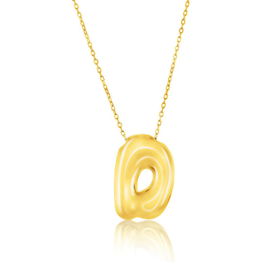 Sterling Silver, Bubble 'D' Initial Necklace - Gold Plated