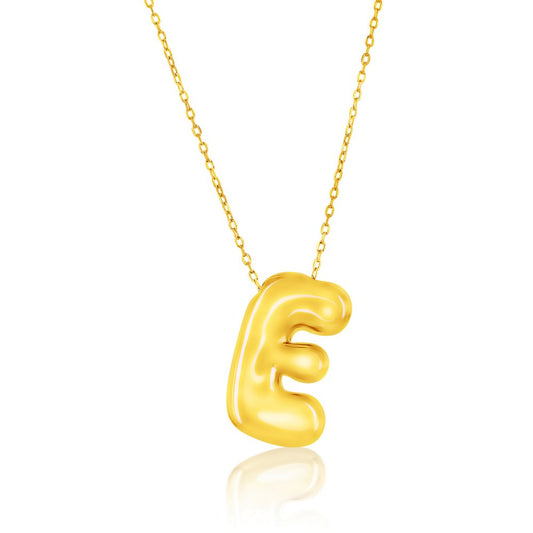 Sterling Silver, Bubble 'E' Initial Necklace - Gold Plated