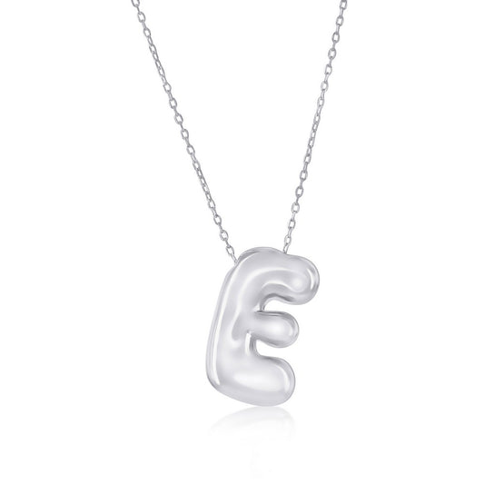 Sterling Silver, Bubble 'E' Initial Necklace