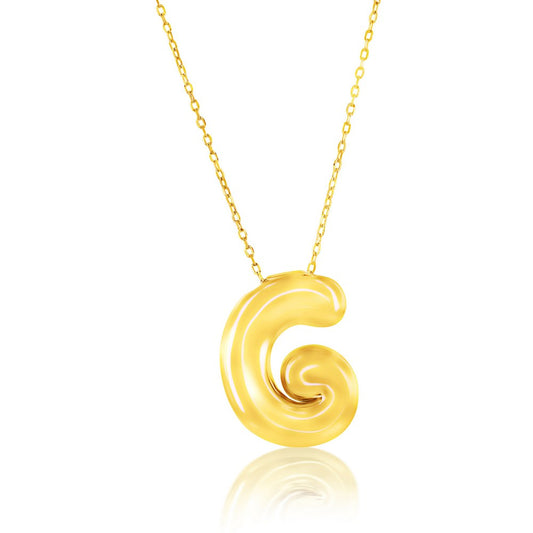 Sterling Silver, Bubble 'G' Initial Necklace - Gold Plated