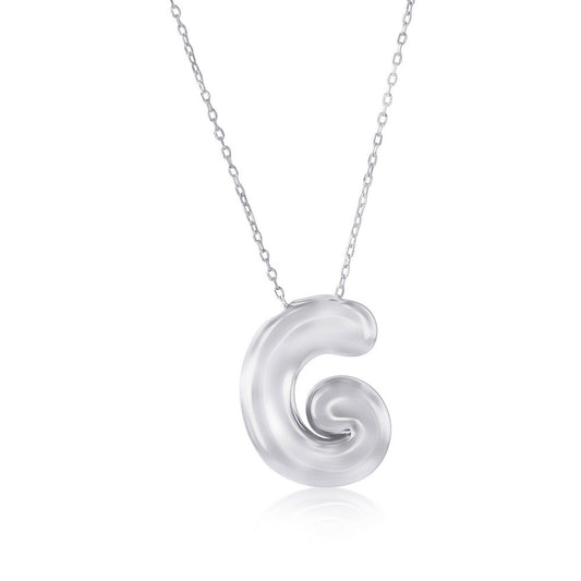 Sterling Silver, Bubble 'G' Initial Necklace