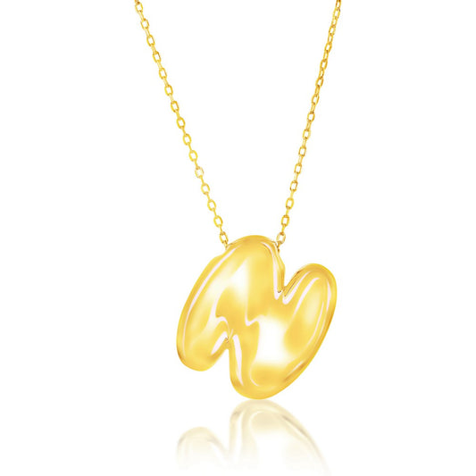 Sterling Silver, Bubble 'N' Initial Necklace - Gold Plated