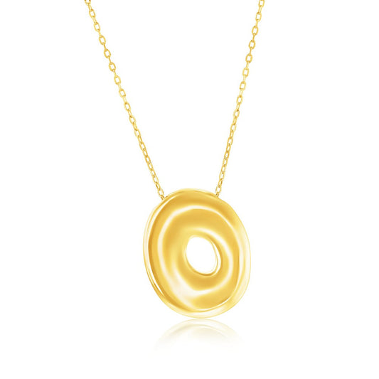 Sterling Silver, Bubble 'O' Initial Necklace - Gold Plated