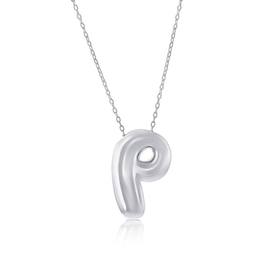 Sterling Silver, Bubble 'P' Initial Necklace