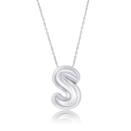 Sterling Silver, Bubble 'S' Initial Necklace