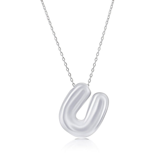 Sterling Silver, Bubble 'U' Initial Necklace