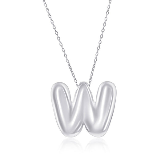 Sterling Silver, Bubble 'W' Initial Necklace
