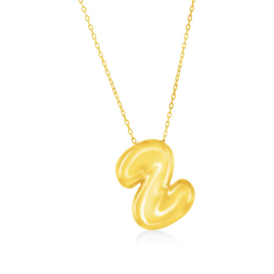 Sterling Silver, Bubble 'Z' Initial Necklace - Gold Plated