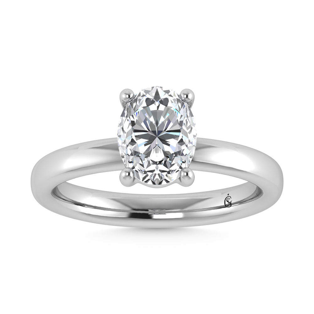 14K White Gold Lab Grown Diamond 2 CT IGI Certified Oval Shape Solitaire (Available from 1CT to 7CT)