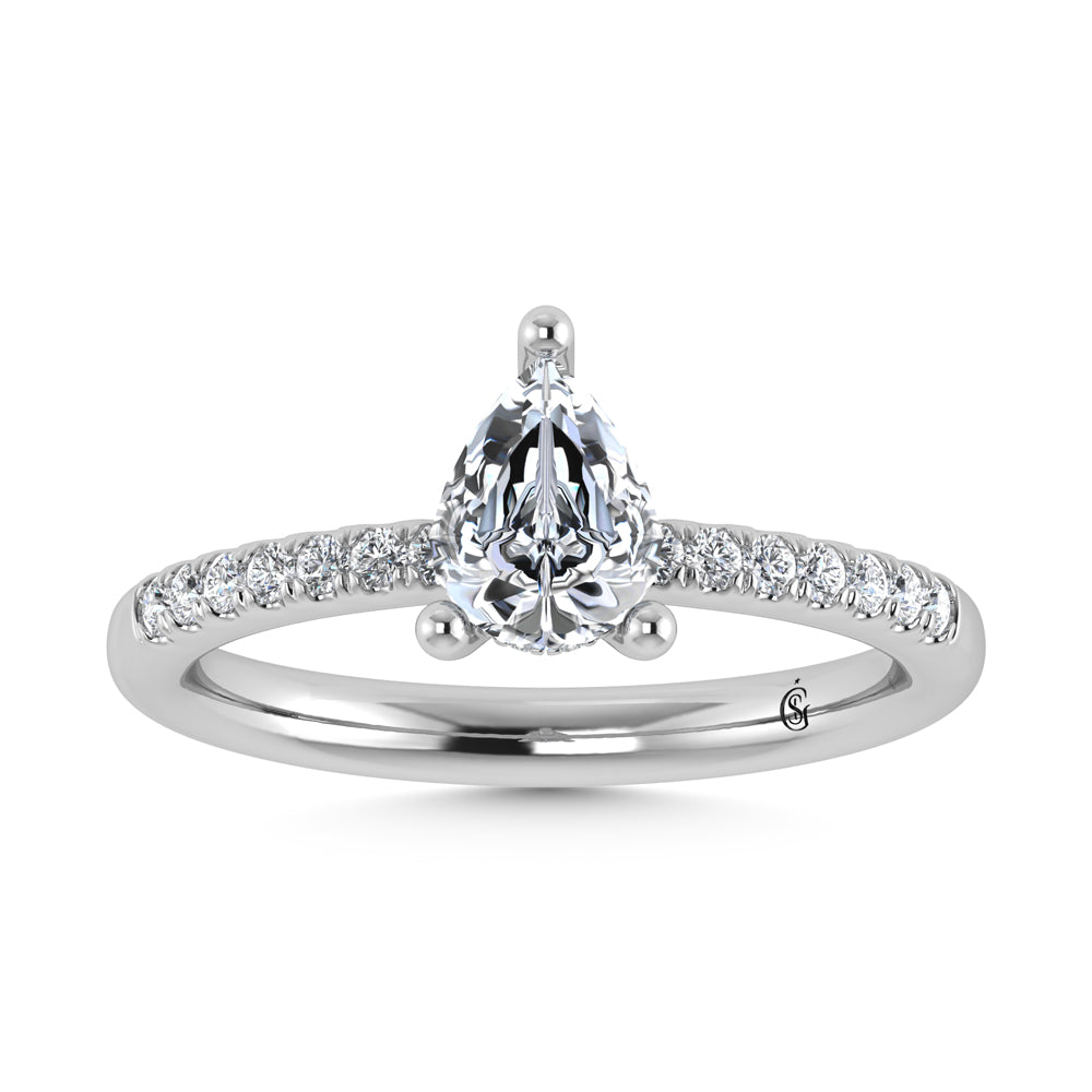 14K White Gold Lab Grown Diamond 1 1/5 CT IGI Certified Pear Shape Hidden Halo Engagement Ring (IGI Certified Center 1ct)