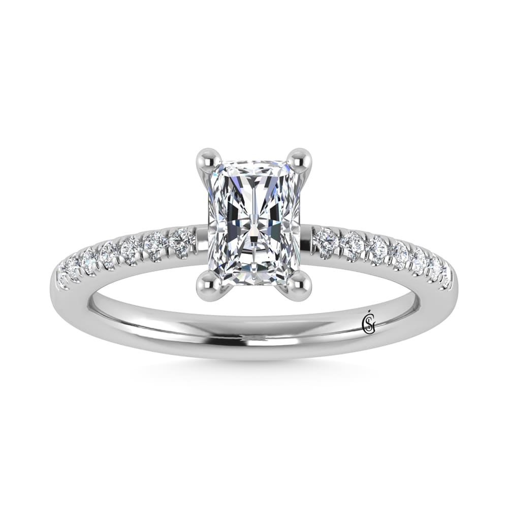 14K White Gold Lab Grown Diamond 1 7/8 CT IGI Certified Radiant Shape Hidden Halo Engagement Ring