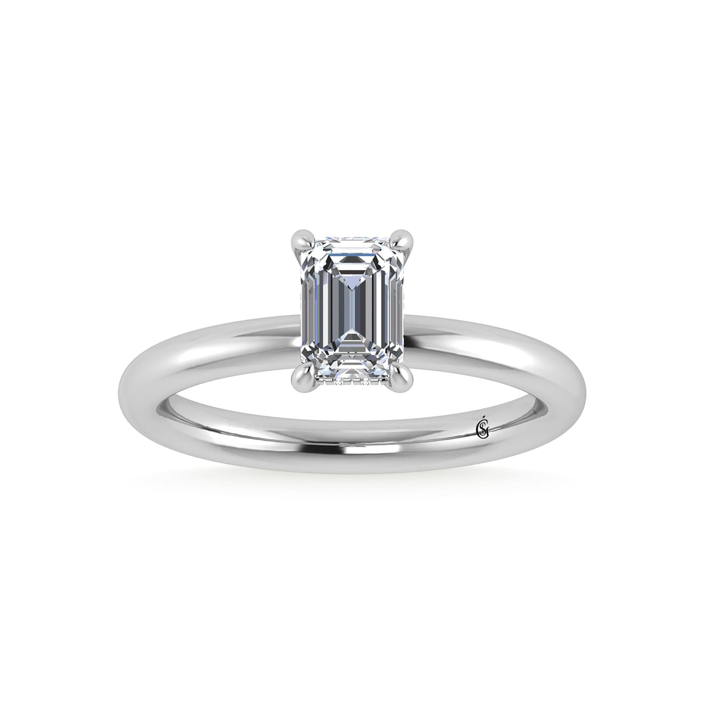 14K White Gold Lab Grown Diamond 1 1/20CT Emerald Shape Engagement Ring (IGI Certified Center 1ct)