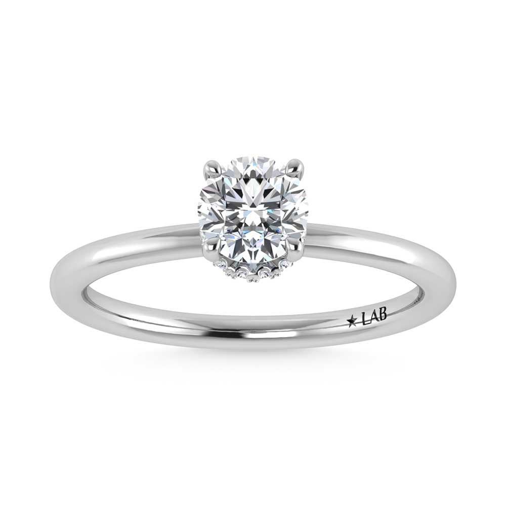 14K White Gold Lab Grown Diamond 1 1//20 CT Round Shape Halo Engagement Ring (IGI Certified Center 1ct)