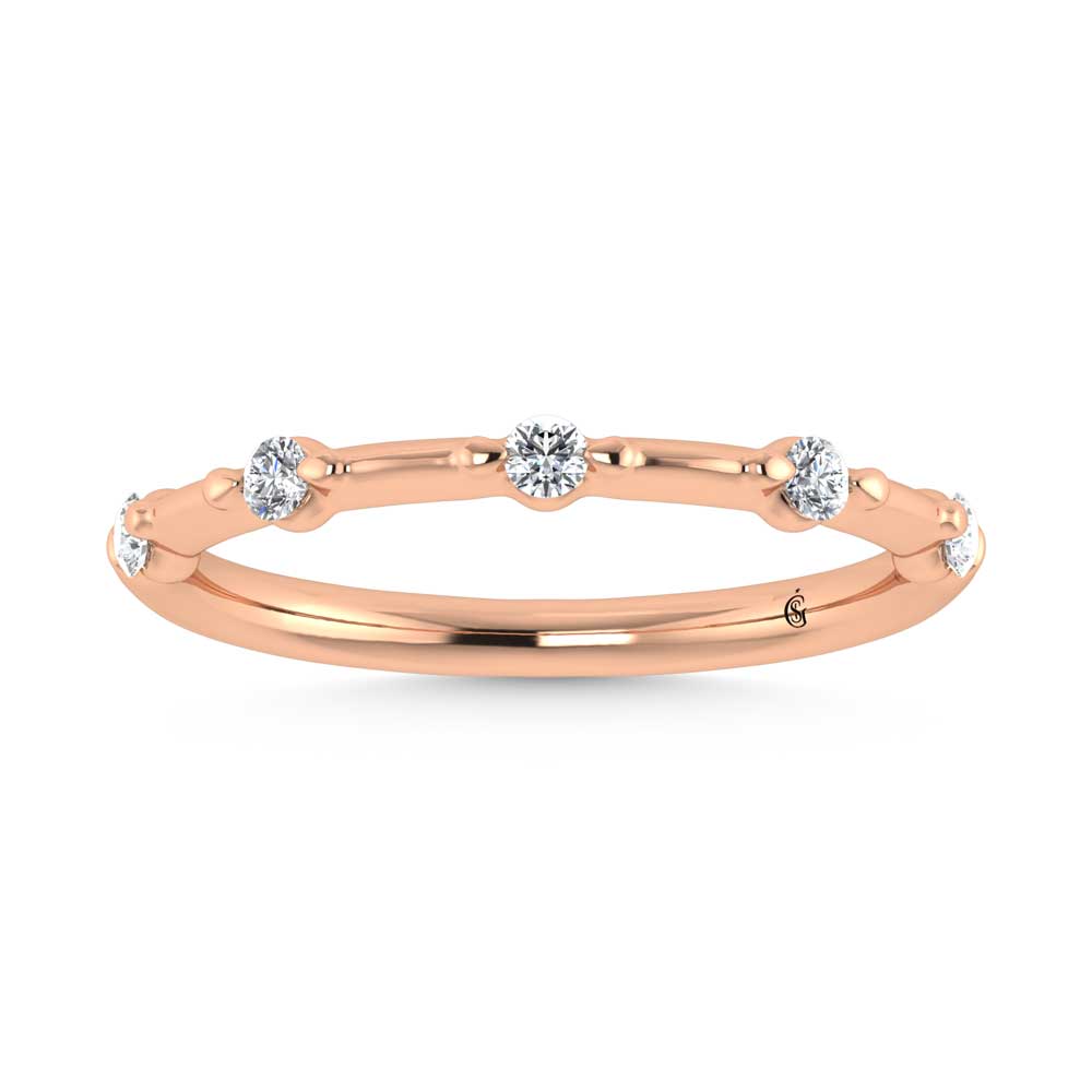 14K Rose Gold Lab Grown Diamond 1/6 CT Wedding Band