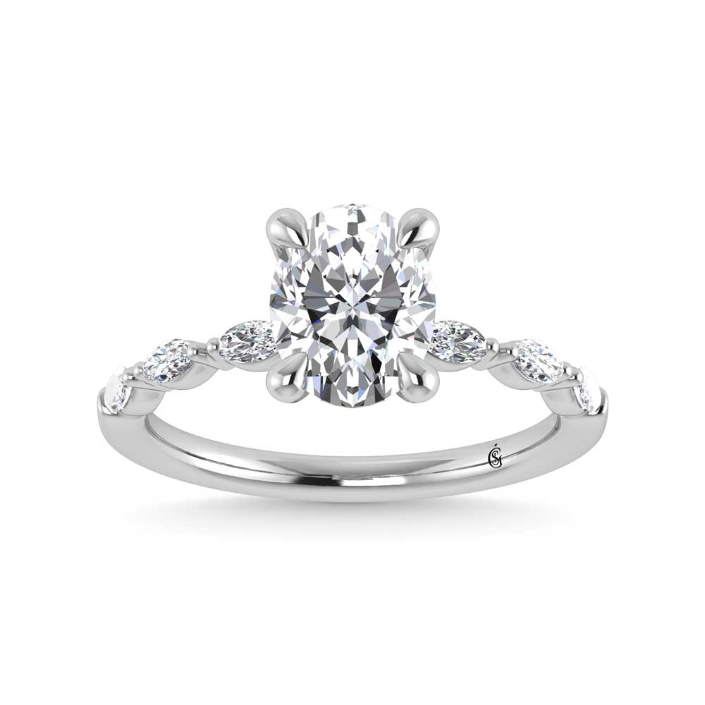 14K White Gold Lab Grown Diamond 2 1/4 CT Engagement Ring (IGI Certified Center 2ct)