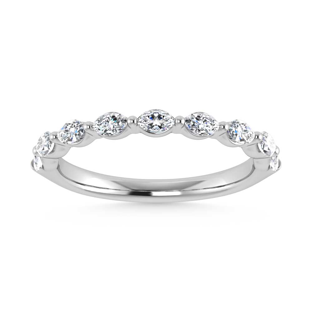 14K White Gold Lab Grown Diamond 1/3 CT Marquise Shape Stackable Band