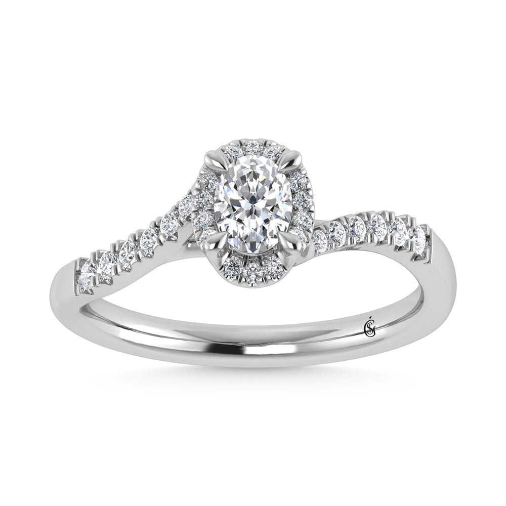 10K White Gold Lab Grown Diamond 1/2 CT Engagement Ring