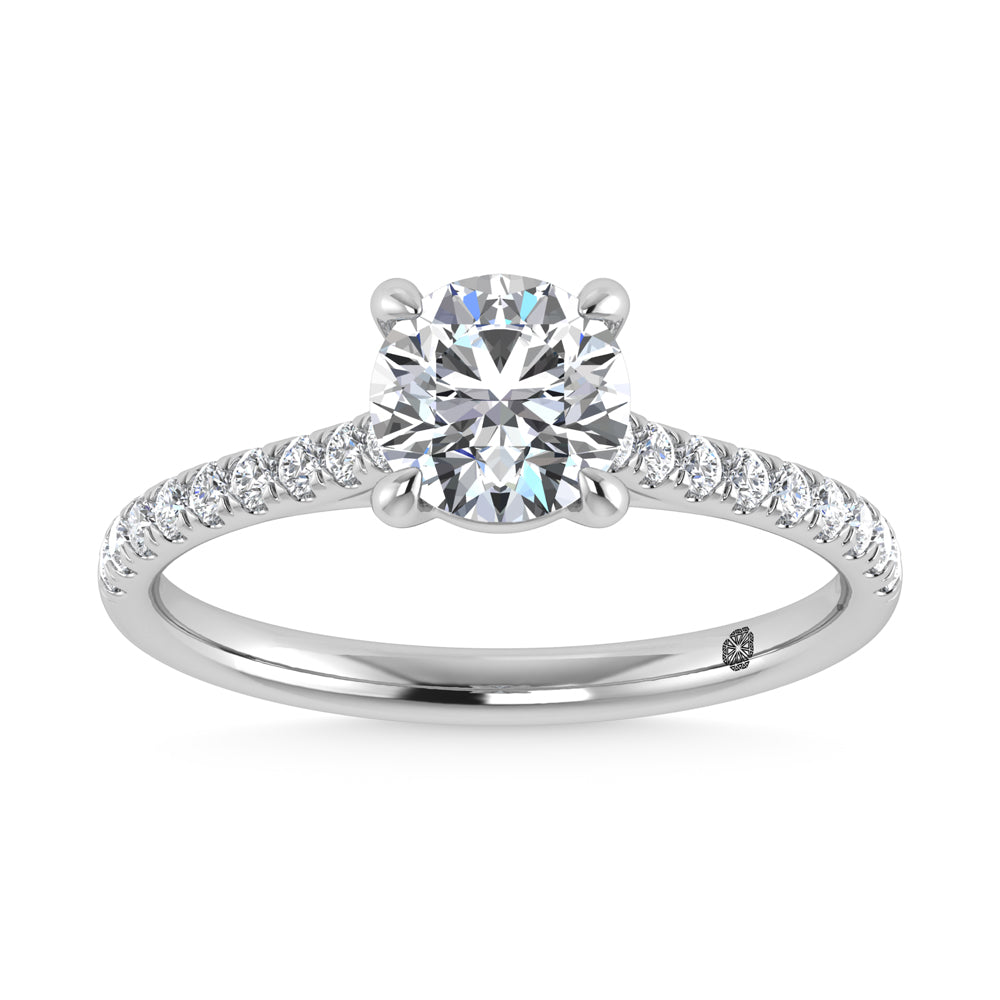10K White Gold 1 1/4 CT Lab Grown Diamond Halo Engagement Ring (Center 1 CT)