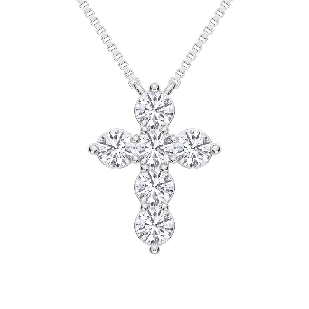 10K White Gold 1/2 CT Lab Grown Diamond Cross Pendant