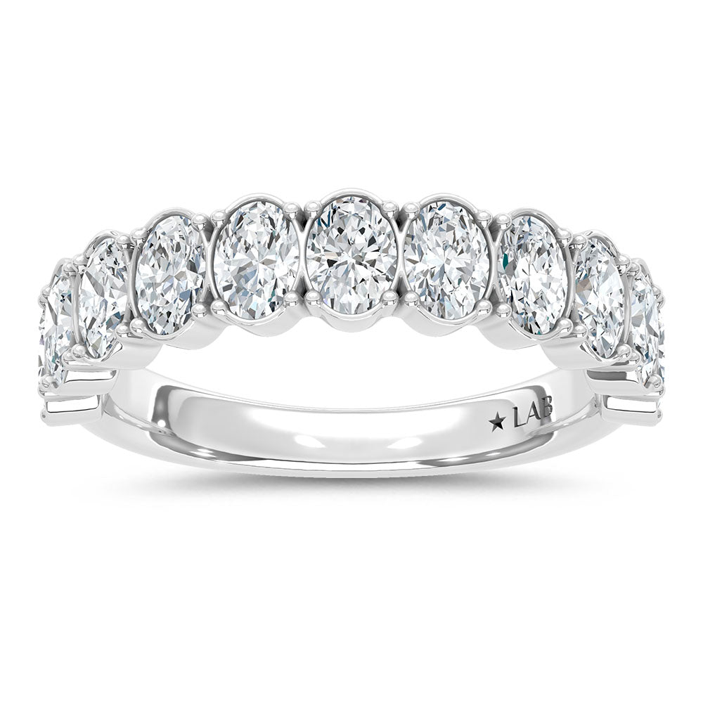 14K White Gold Lab Grown Diamond 4 CT Oval Shape Wedding Band